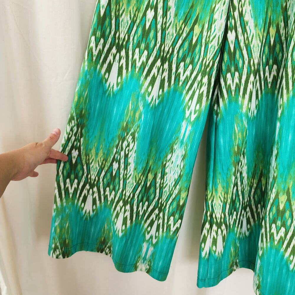 Patti Biggs Vintage green Palazzo pull-on Pants M Hippie Boho Tropical tencel - Picture 4 of 11
